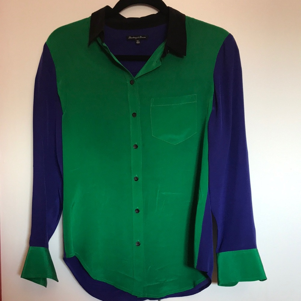 Madewell silk colorblock boyshirt size xs